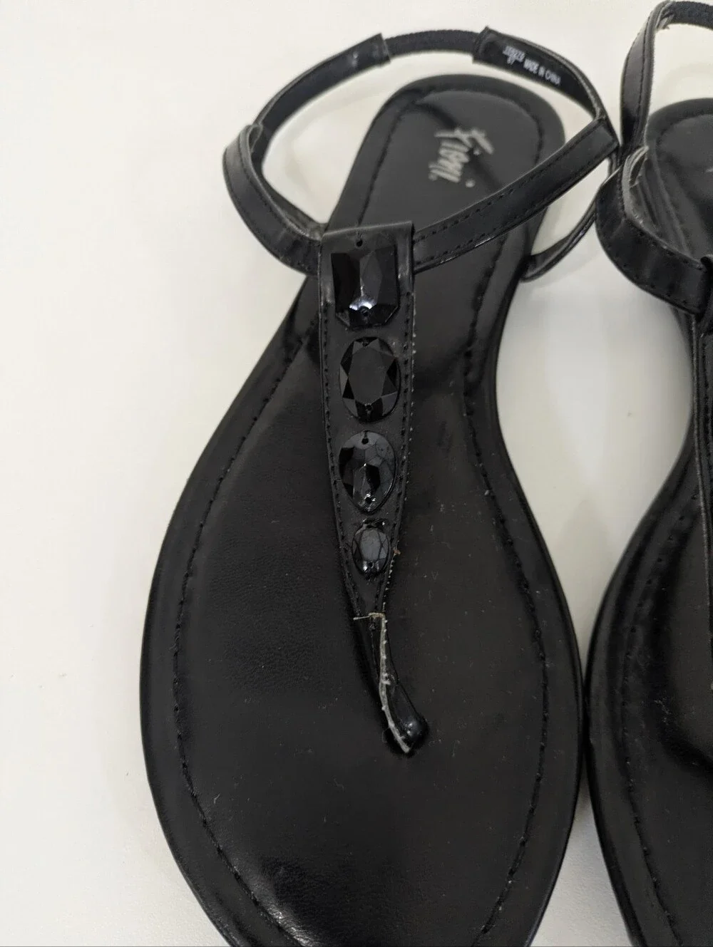 Fioni Black Strappy Rhinestone Sandals - Size 7.5 Womens